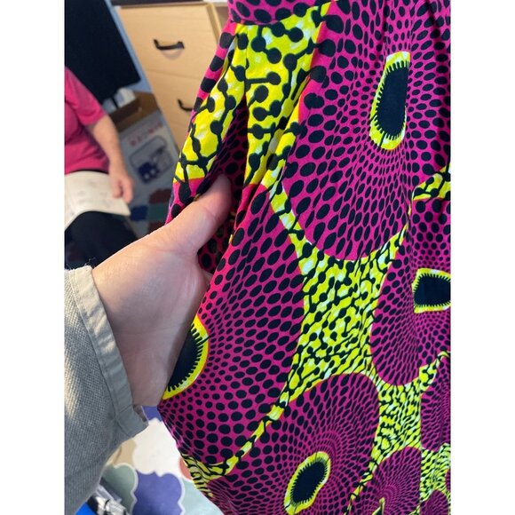 Handmade Dark Pink Yellow Patterned Maxi Skirt - Picture 7 of 11